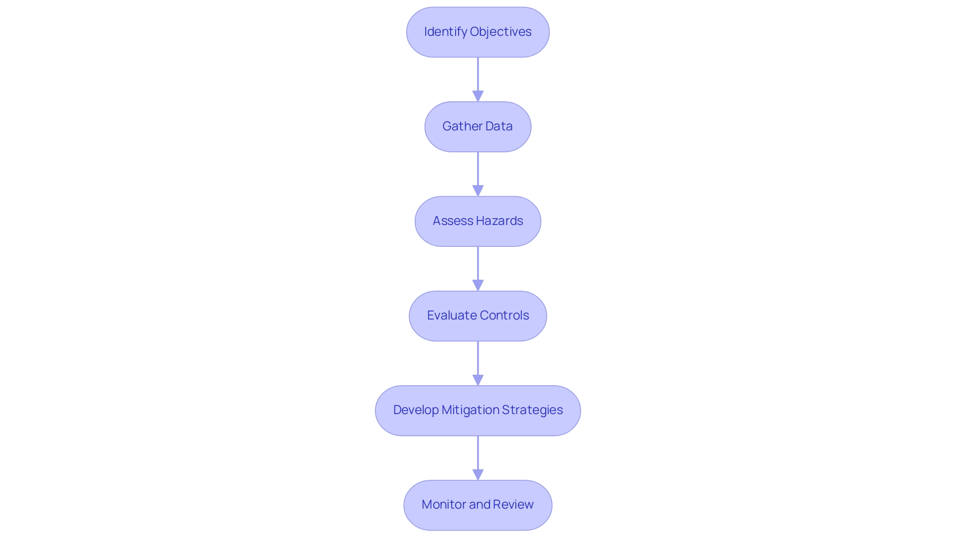 Each box represents a step in the assessment process, and the arrows indicate the sequential flow from identifying objectives to monitoring and reviewing strategies.