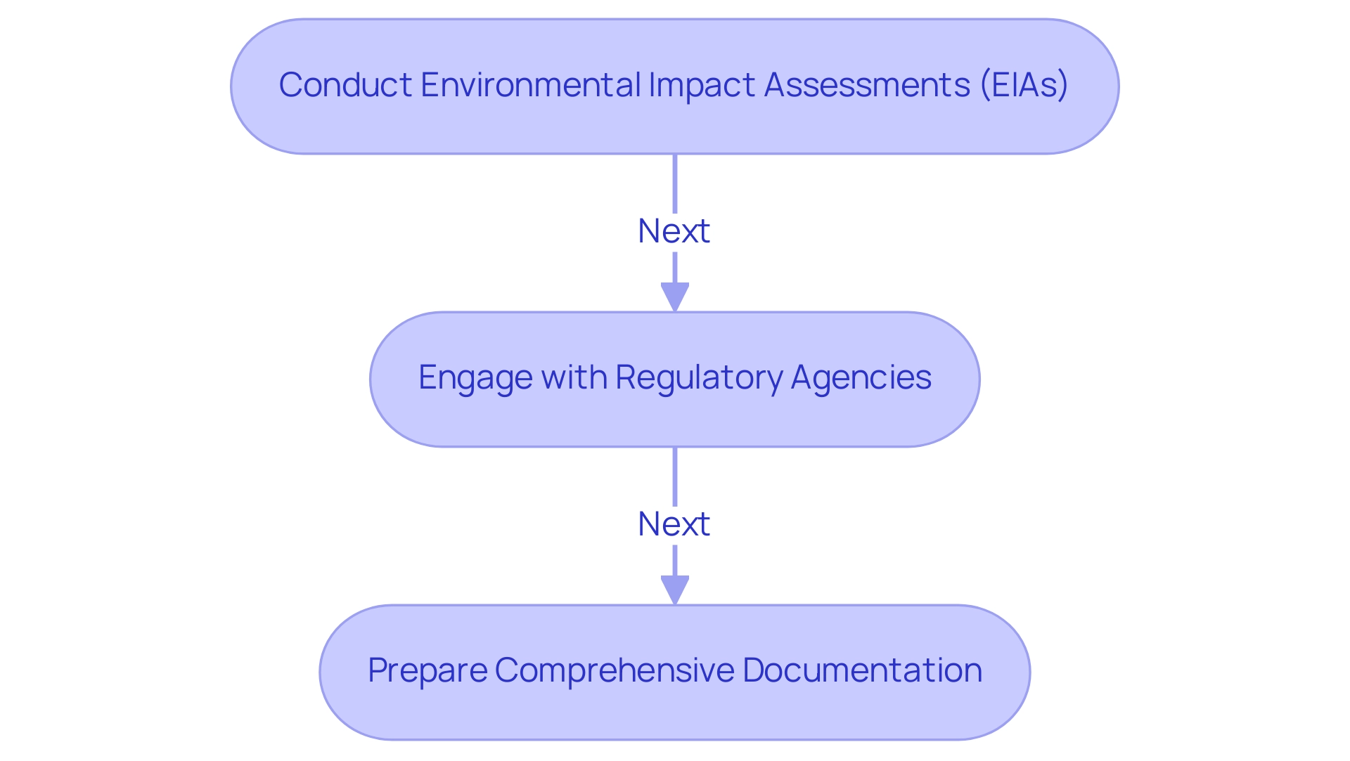 Each box represents a key practice in the regulatory process: blue for EIAs, green for engagement with agencies, and orange for documentation preparation.