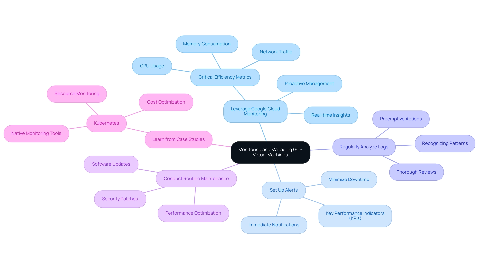 The central node represents the overall management strategy, with branches showing the key practices and their respective details.