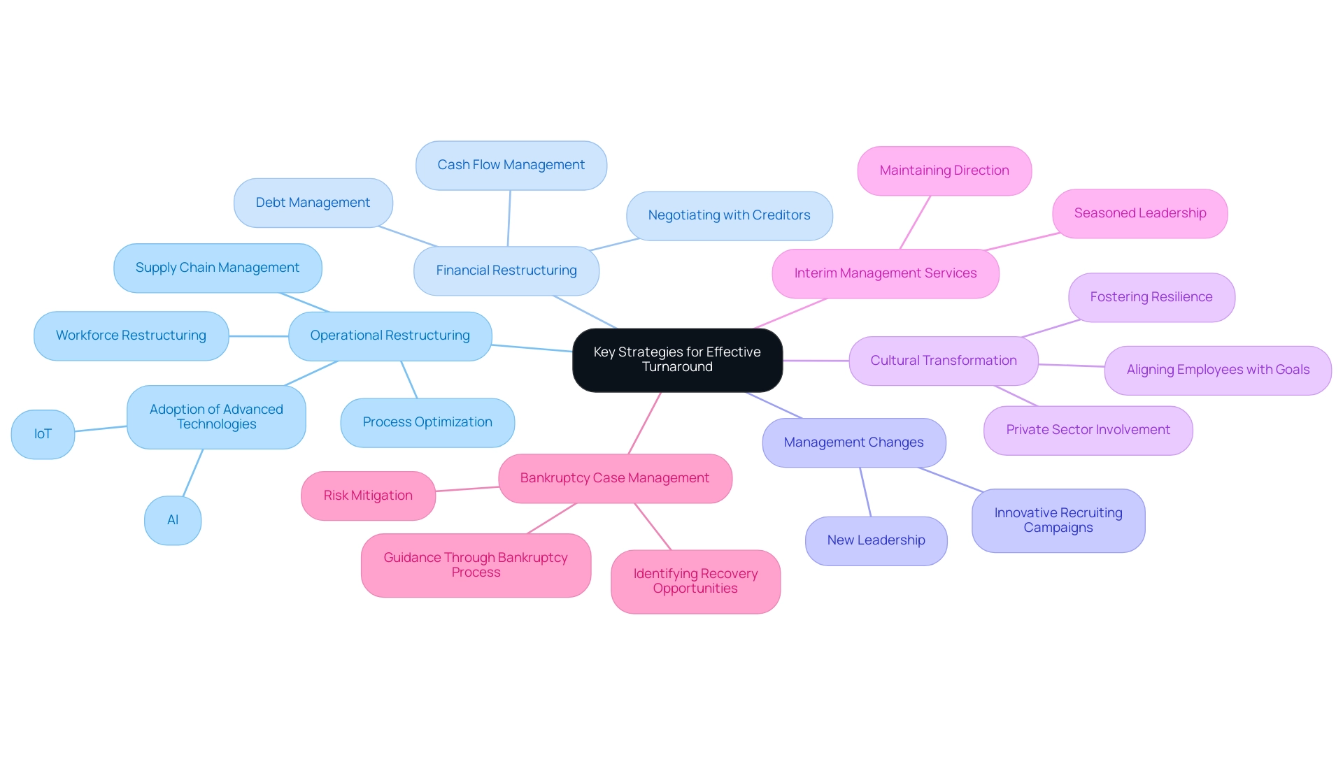 Each main branch represents a key strategy, with sub-branches detailing specific actions or considerations related to that strategy.