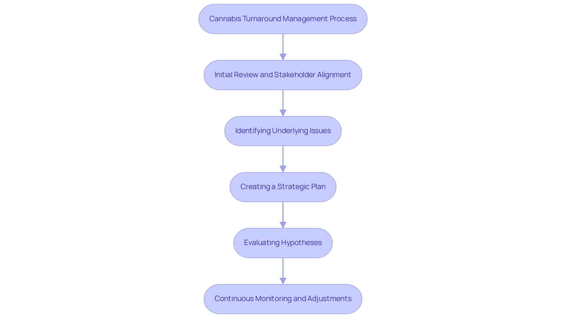 Each box represents a step in the turnaround management process, with arrows indicating the flow and progression from one step to the next.