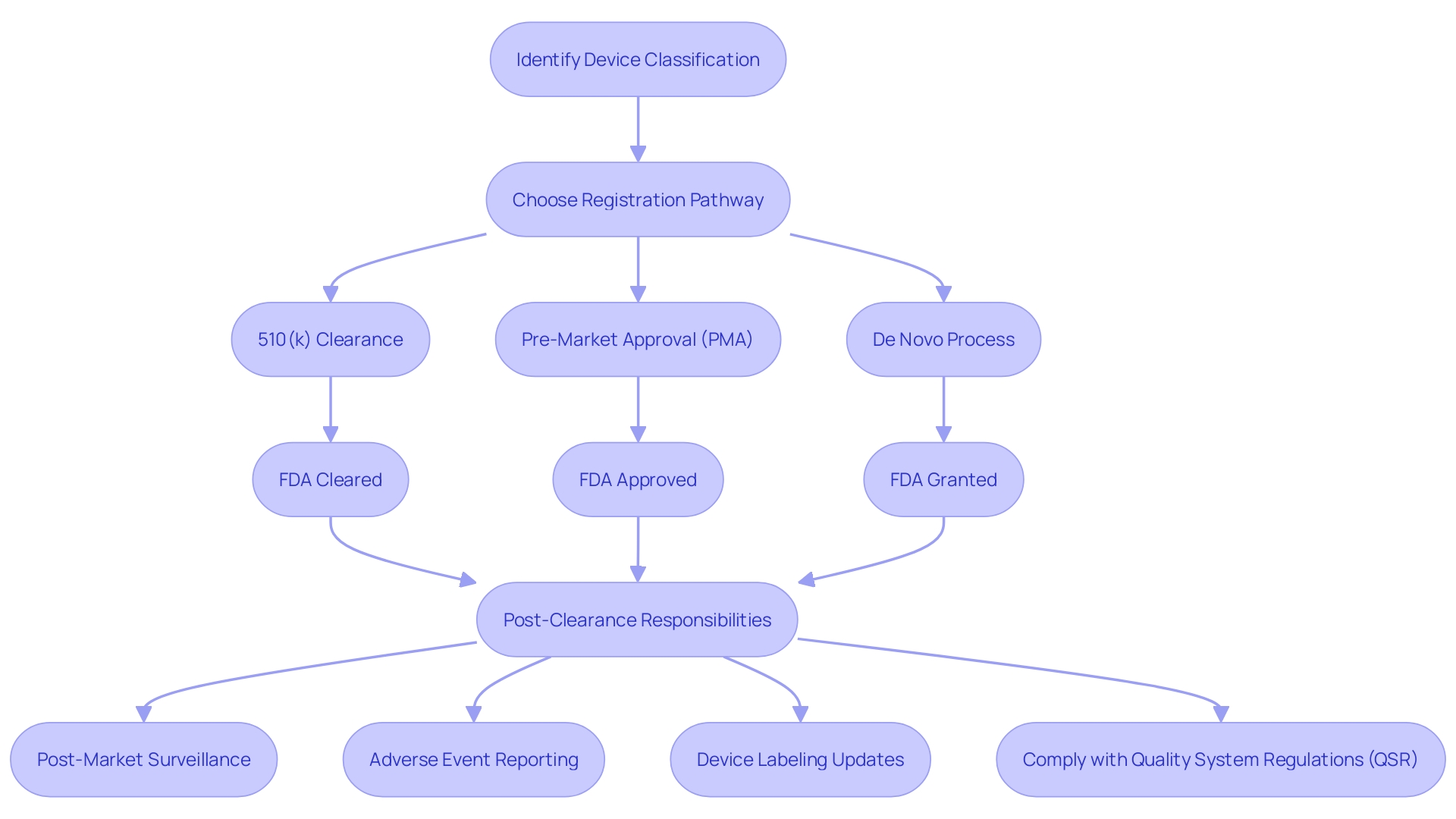 Flowchart: FDA Clearance and Post-Clearance Responsibilities