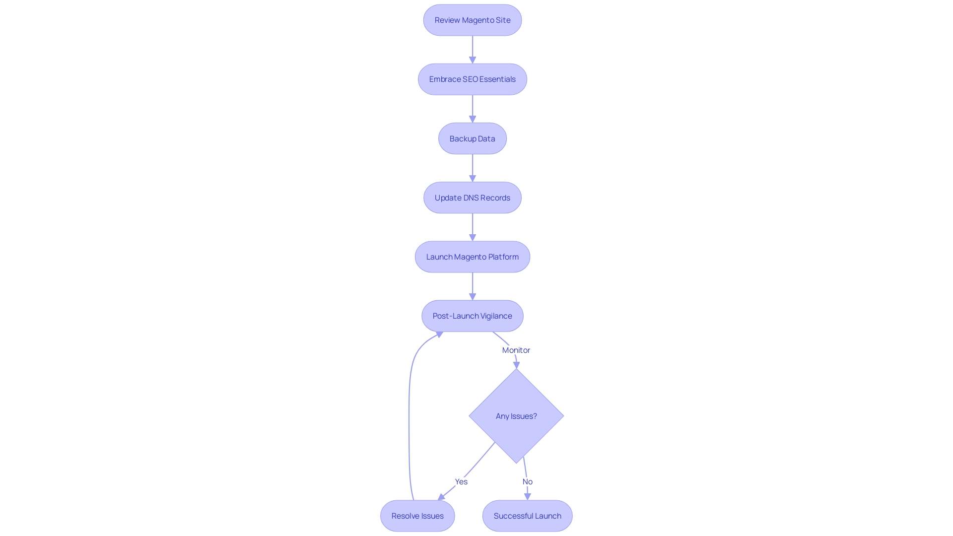 Flowchart for Magento E-commerce Platform Launch