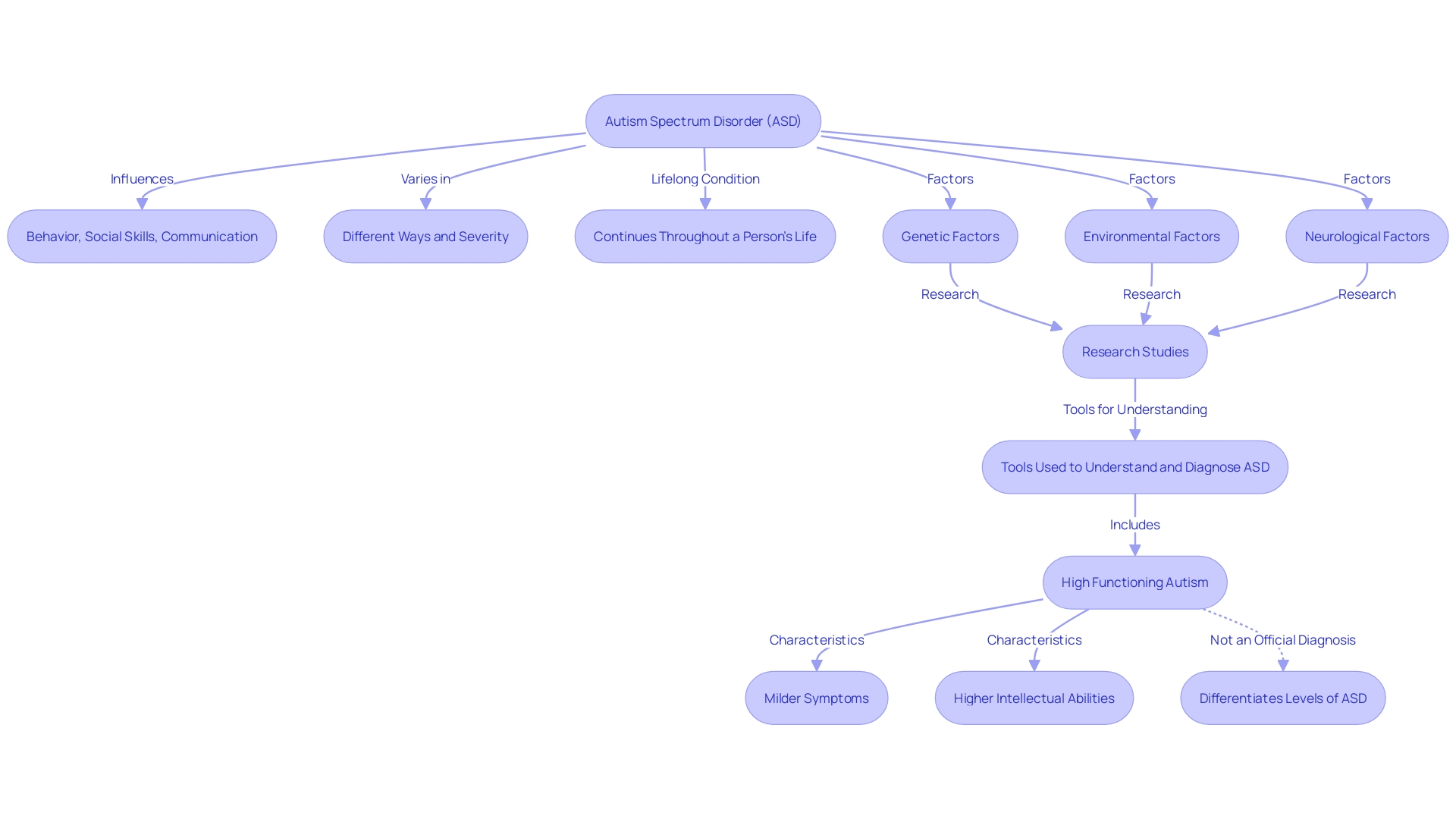 Flowchart illustrating the factors contributing to Autism Spectrum Disorder (ASD)