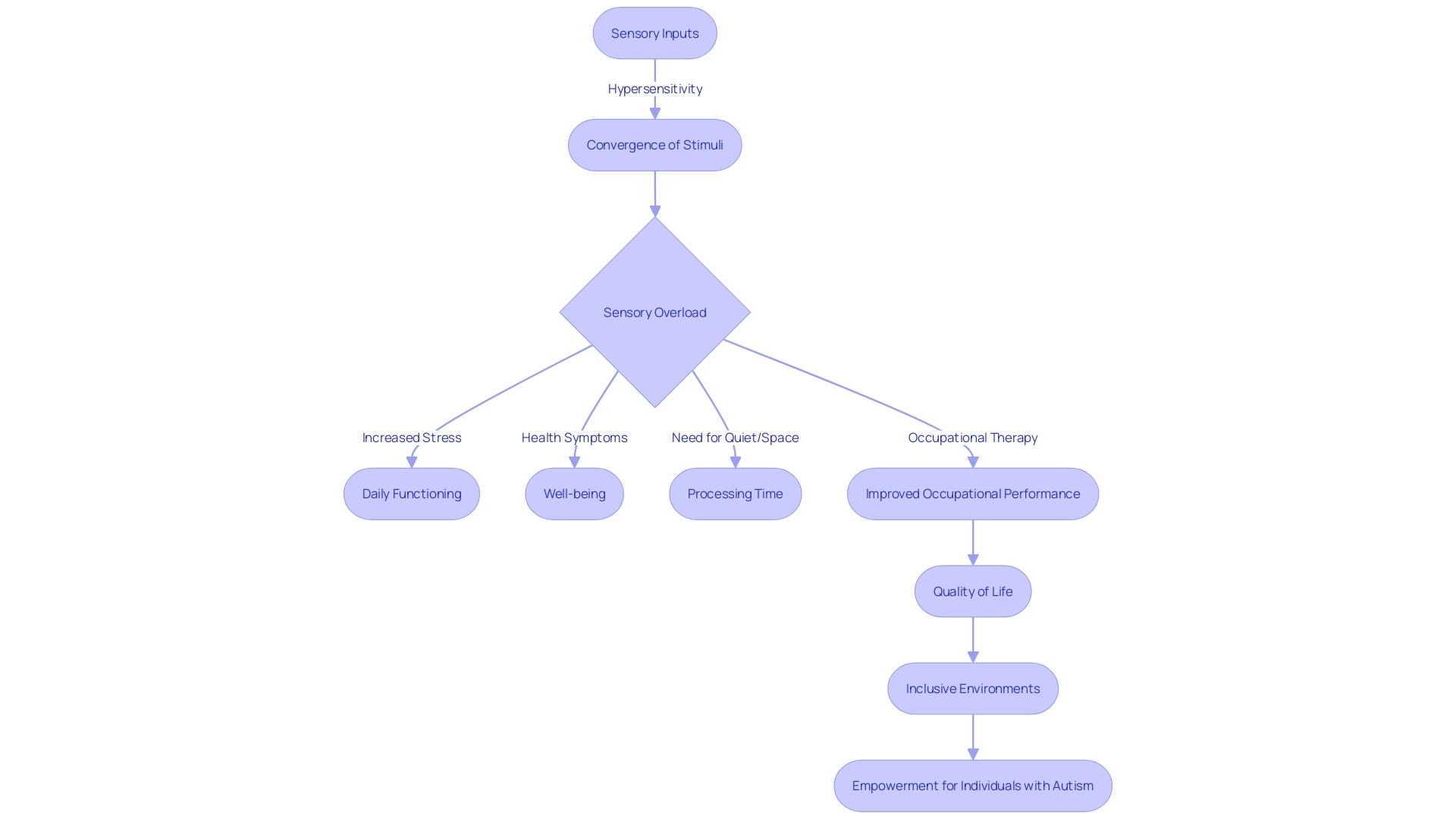 Flowchart illustrating the impact of sensory overload in individuals with autism