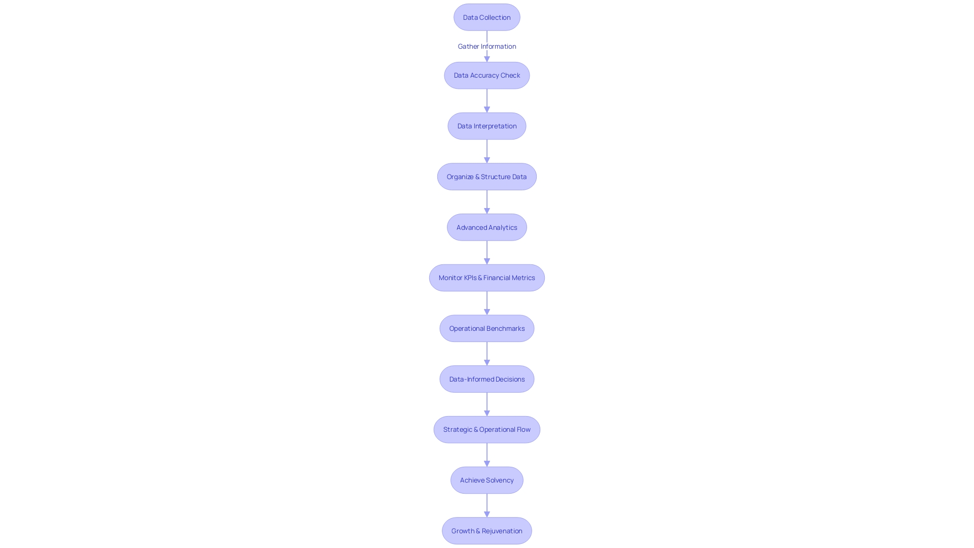 Flowchart illustrating the process of corporate rejuvenation and data-driven decision-making