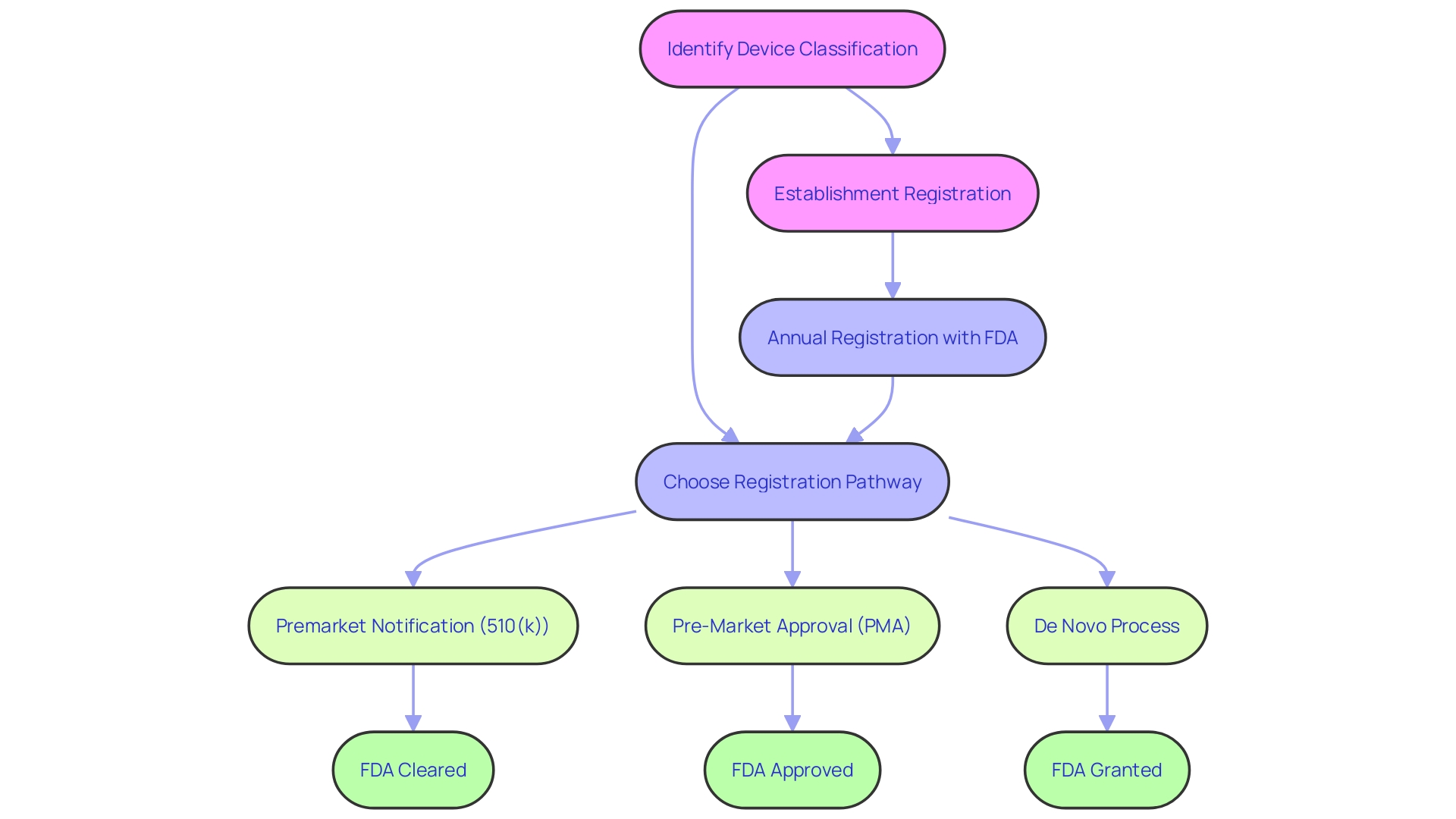 Flowchart: Medical Device Regulatory Pathways