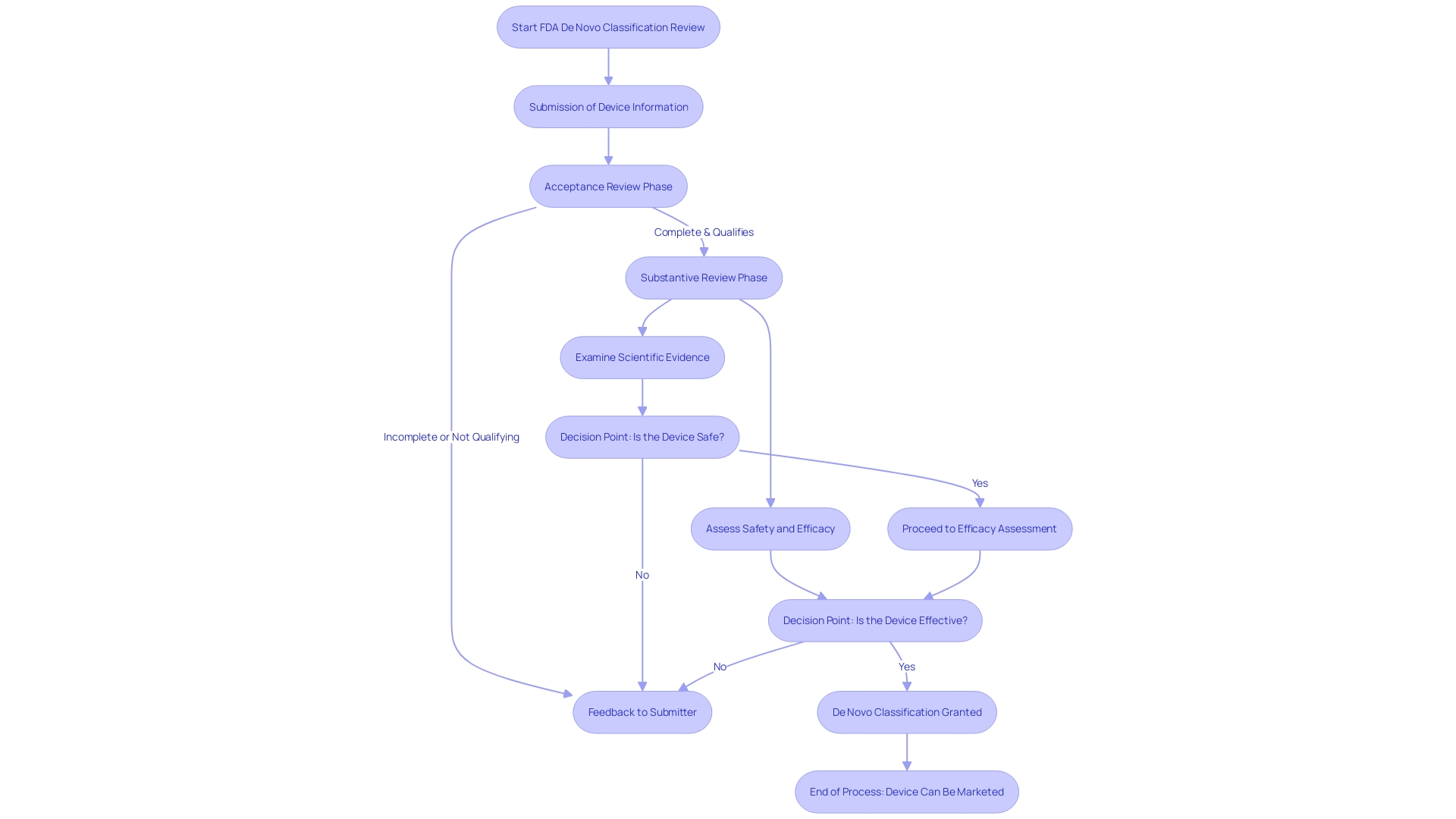 Flowchart of the FDA's De Novo classification process