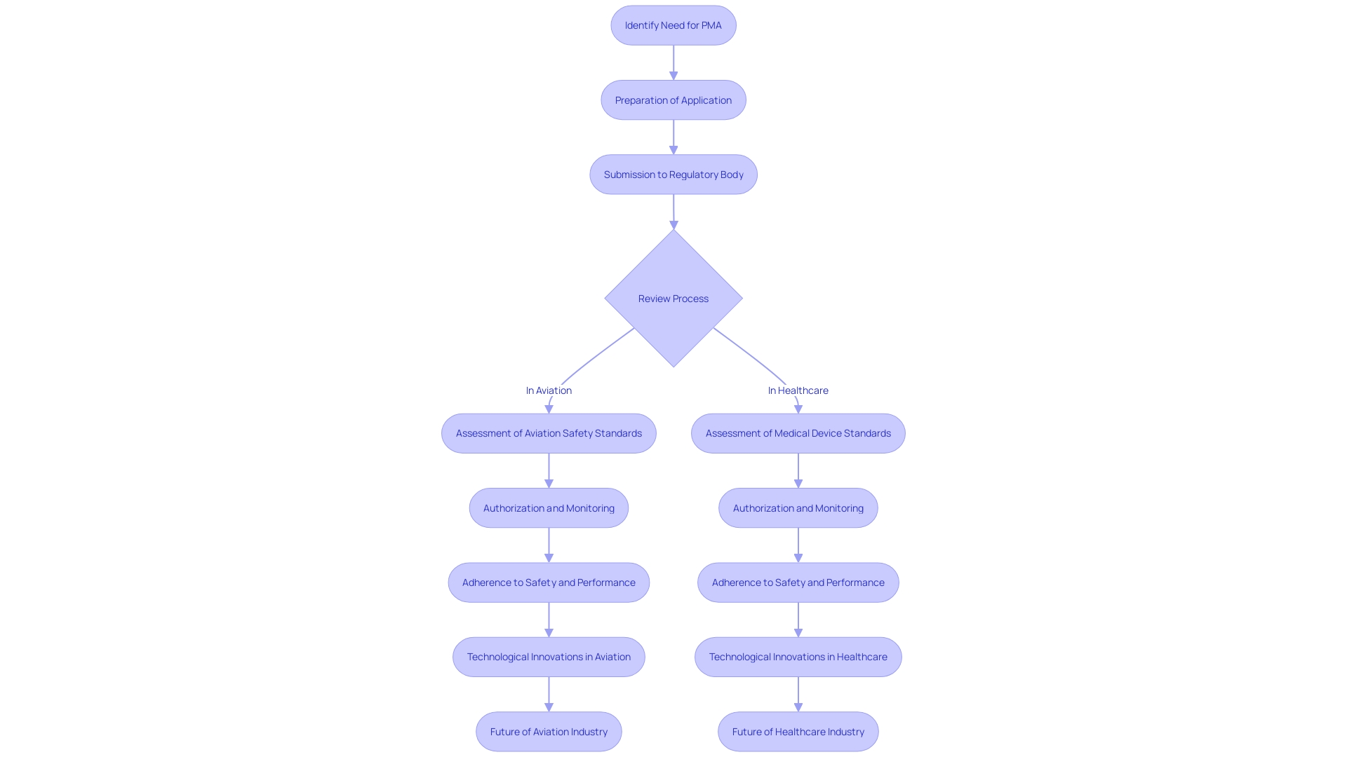 Flowchart: PMA Process in Aviation and Healthcare