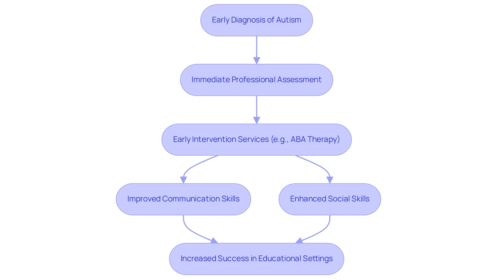 Each box represents a stage in the process, with arrows indicating the progression from diagnosis to successful educational outcomes.