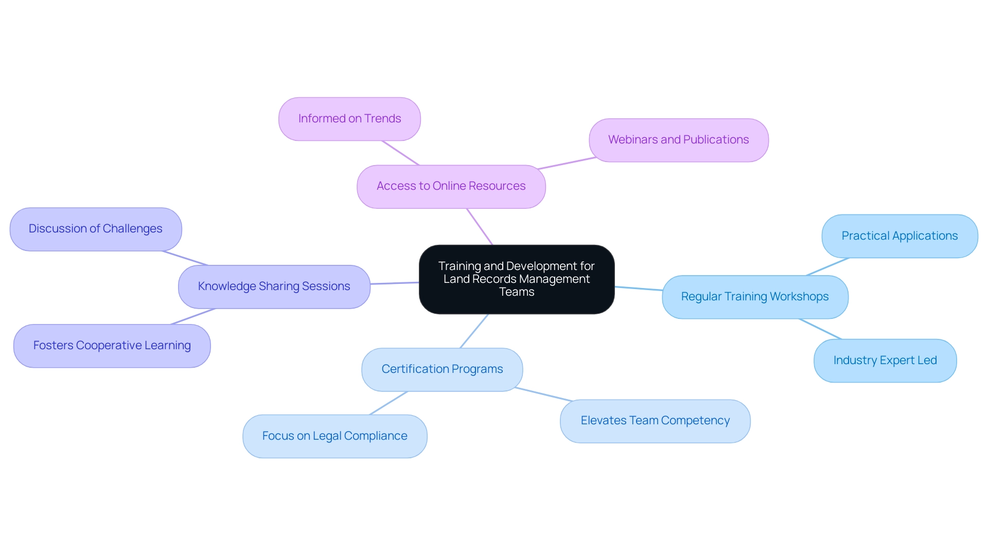 The central node represents the overall theme, with branches showing the four key training strategies and their specific benefits.