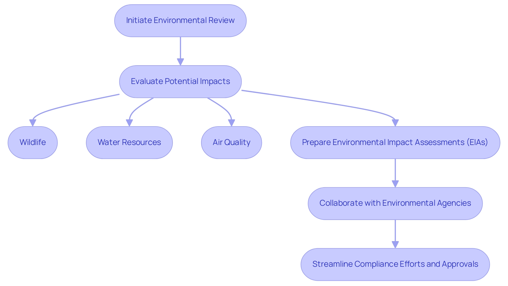 Each box represents a step in the environmental review process, with arrows indicating the flow from one step to the next.