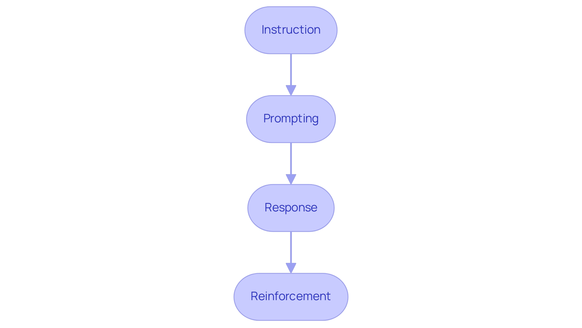 Each box represents a step in the Discrete Trial Training process, with arrows indicating the sequential flow from one step to the next.