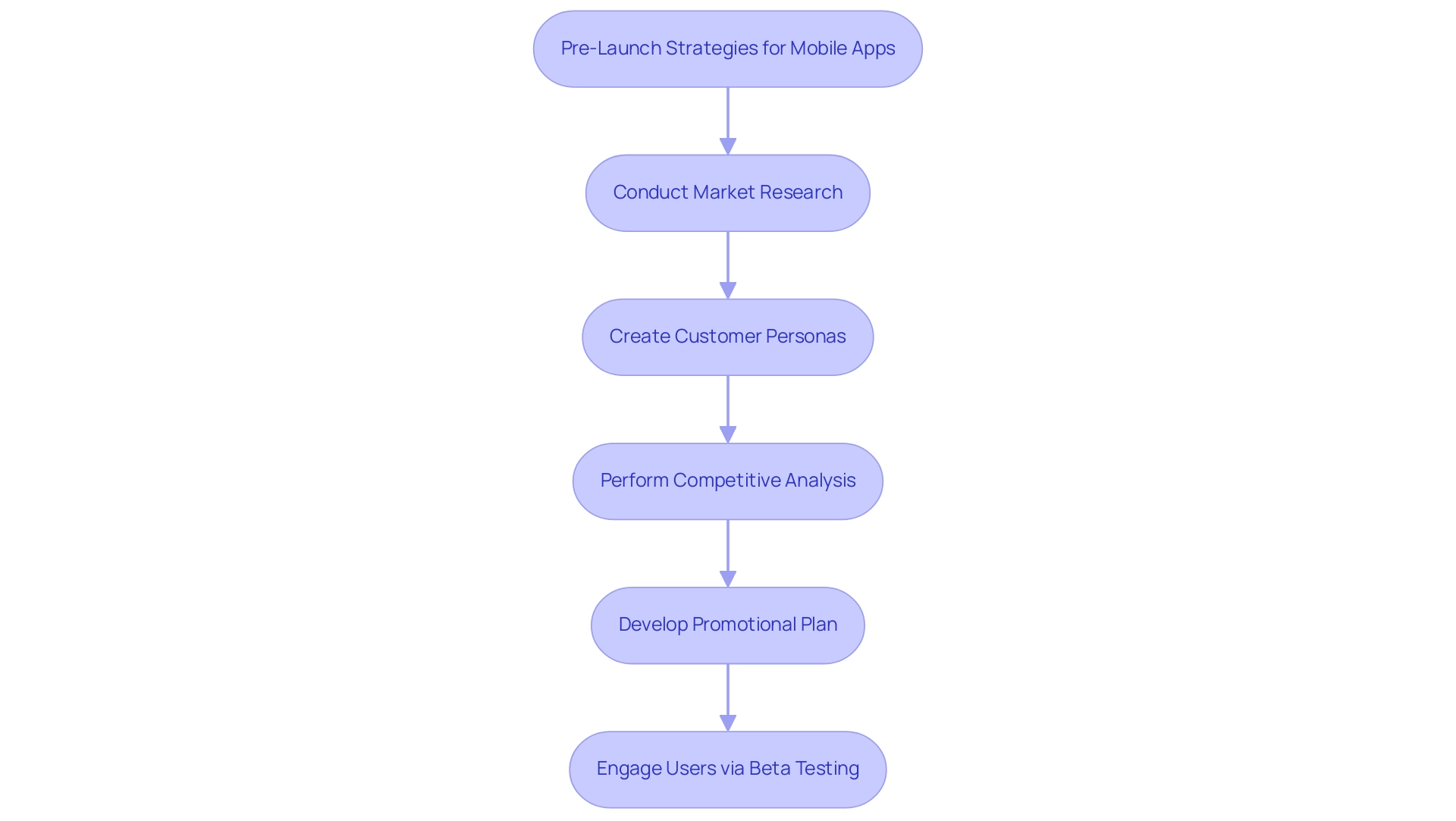 Each box represents a key step in the pre-launch process, and arrows indicate the sequential flow from one step to the next.