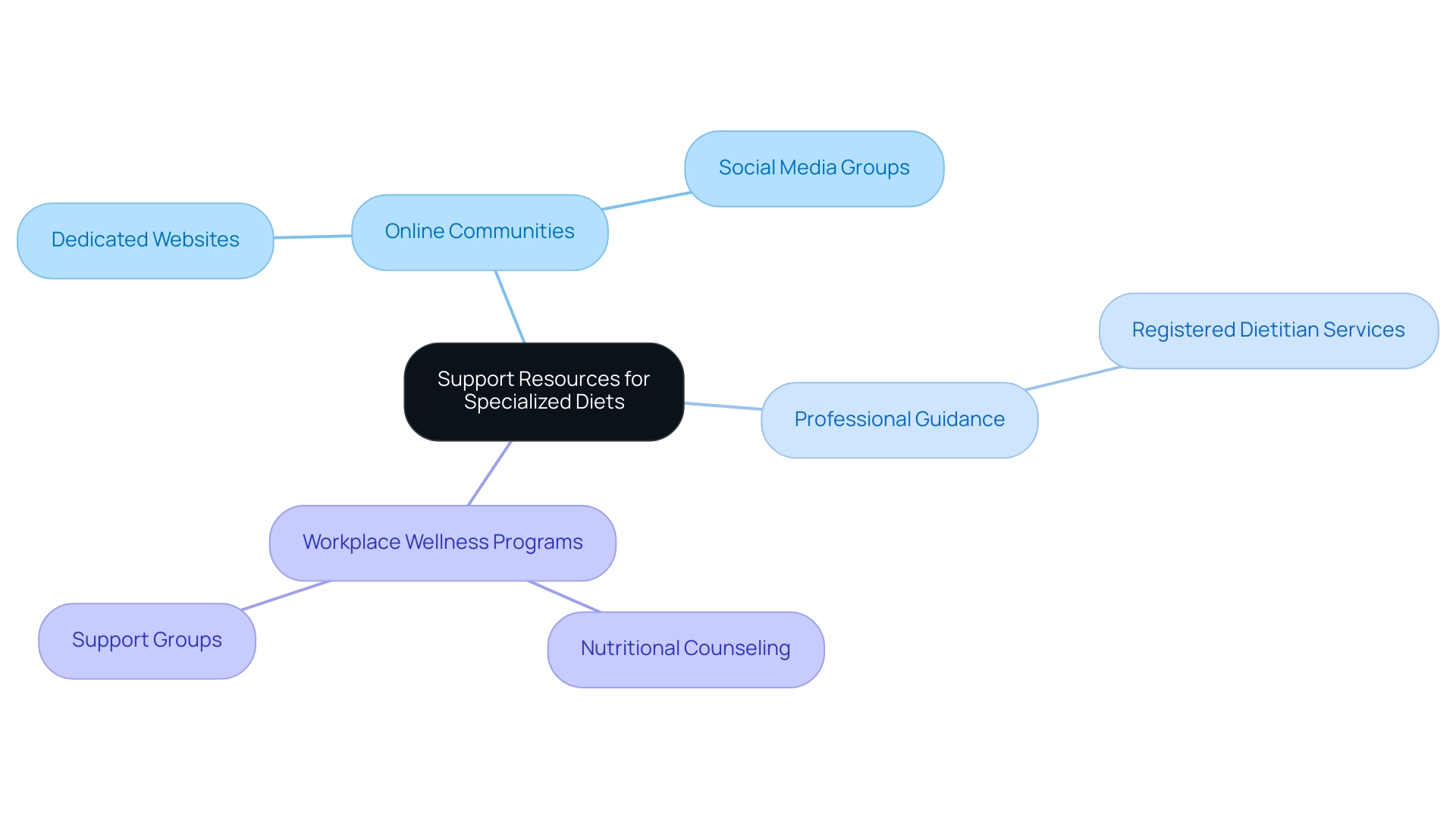 The central node represents the overall theme, with branches illustrating the main resource categories and their specific components.