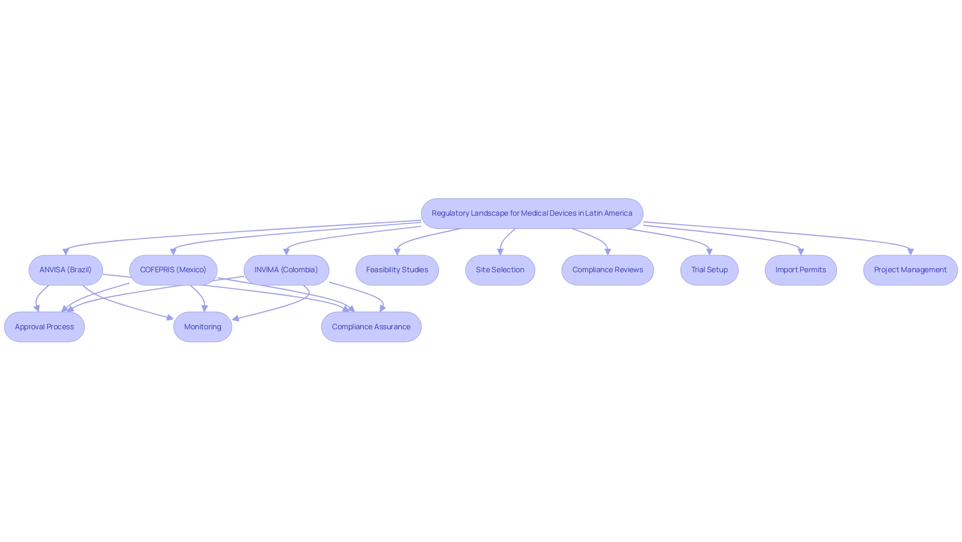 Each box represents an oversight authority or service provided by a CRO, with arrows indicating the flow of processes and interactions.