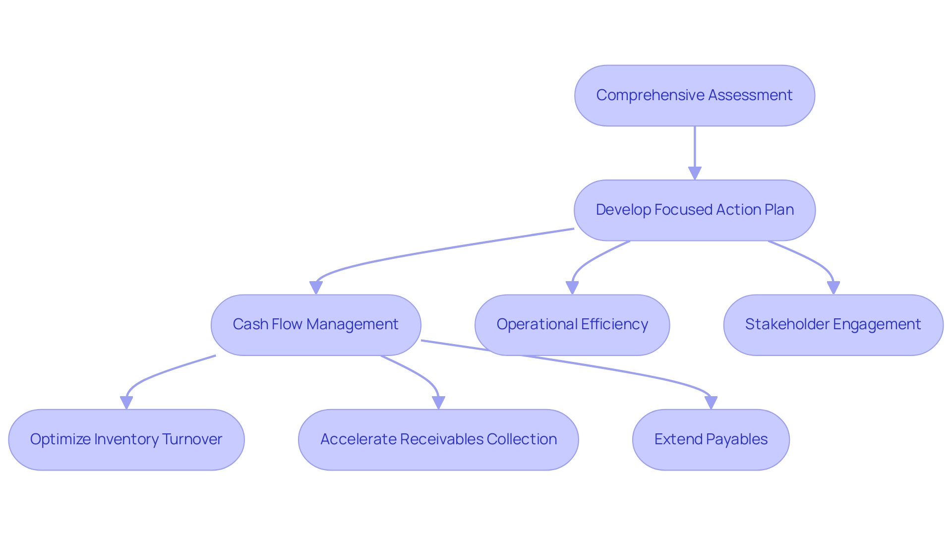 Each box represents a key step or area of focus in the crisis management process, with arrows indicating the flow of actions and decisions.