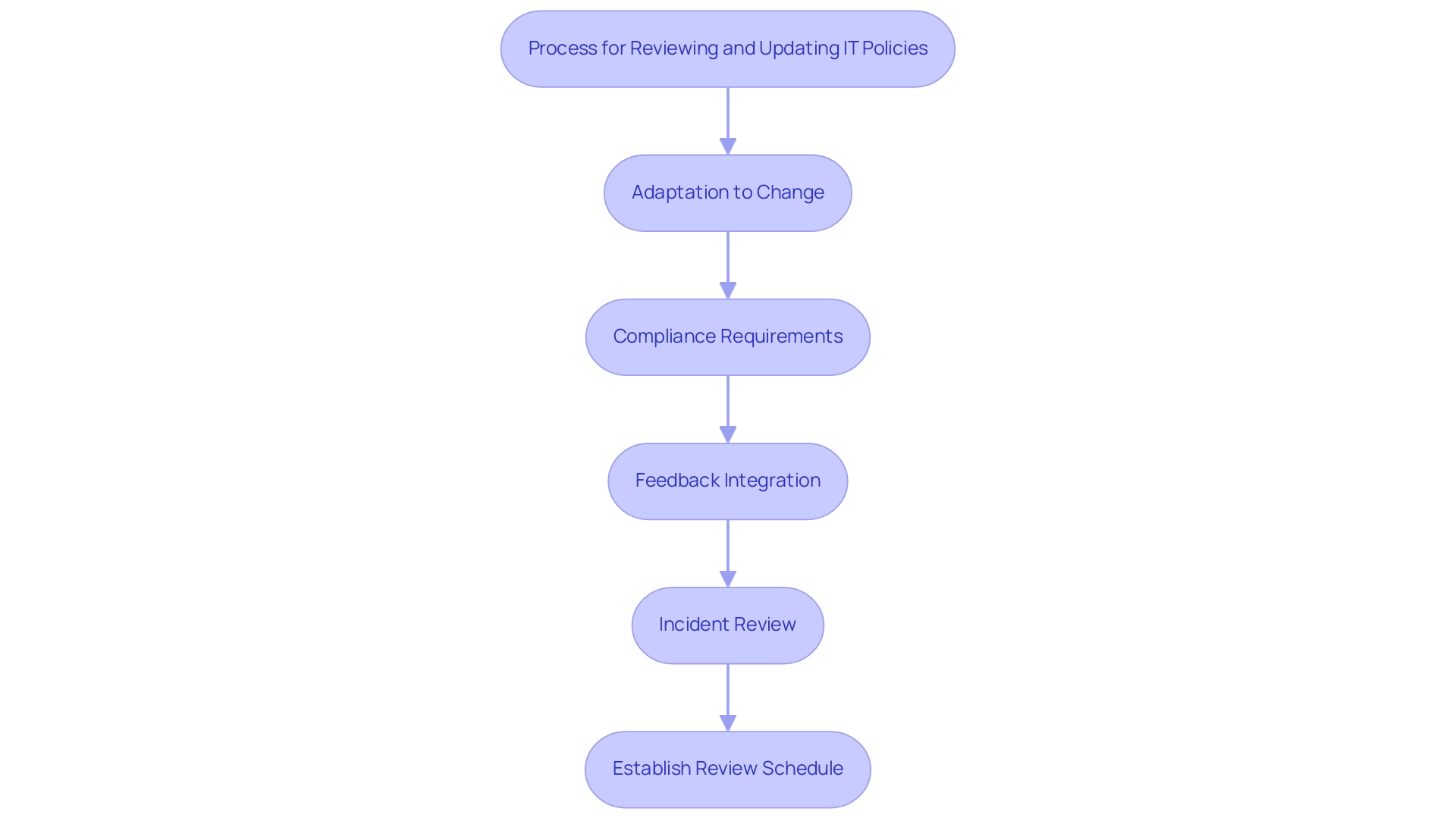 Each box represents a key consideration in the process; arrows indicate the flow of steps towards maintaining effective IT policies.