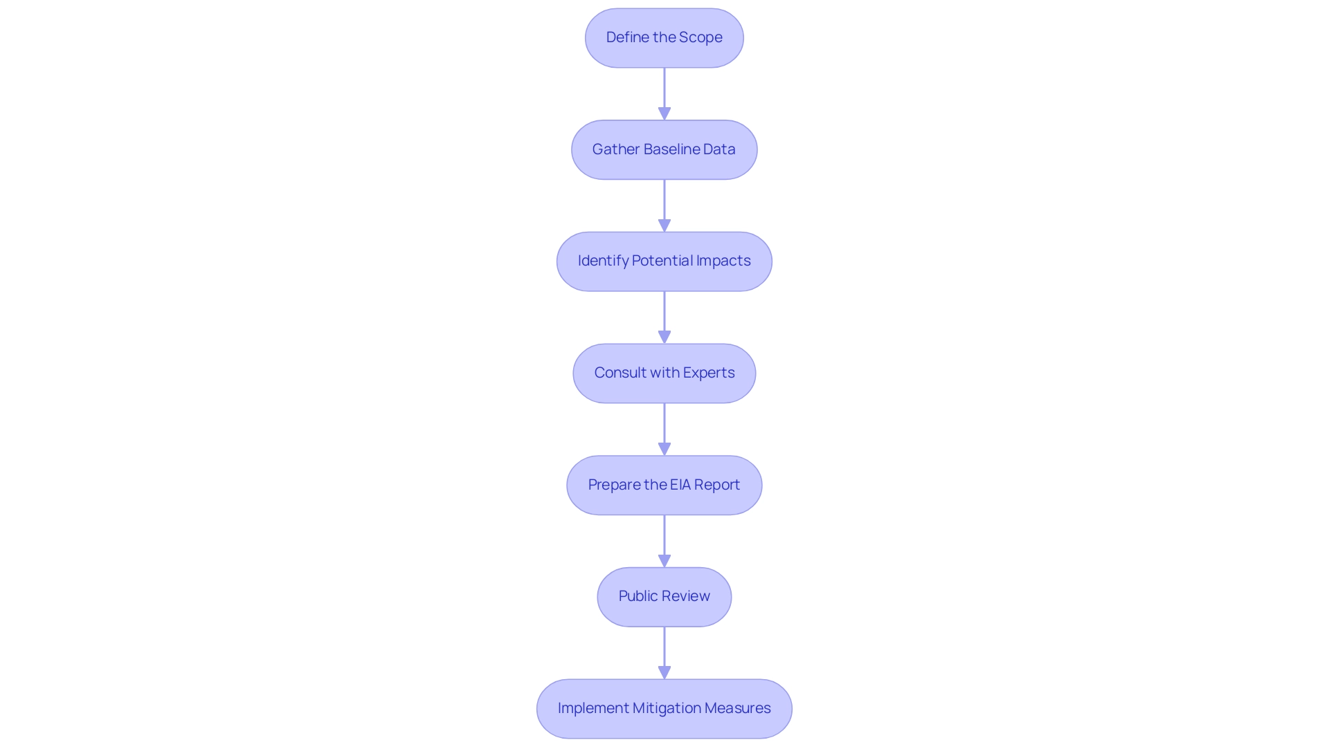 Each box represents a specific step in the EIA process, and the arrows indicate the sequential progression through these steps.