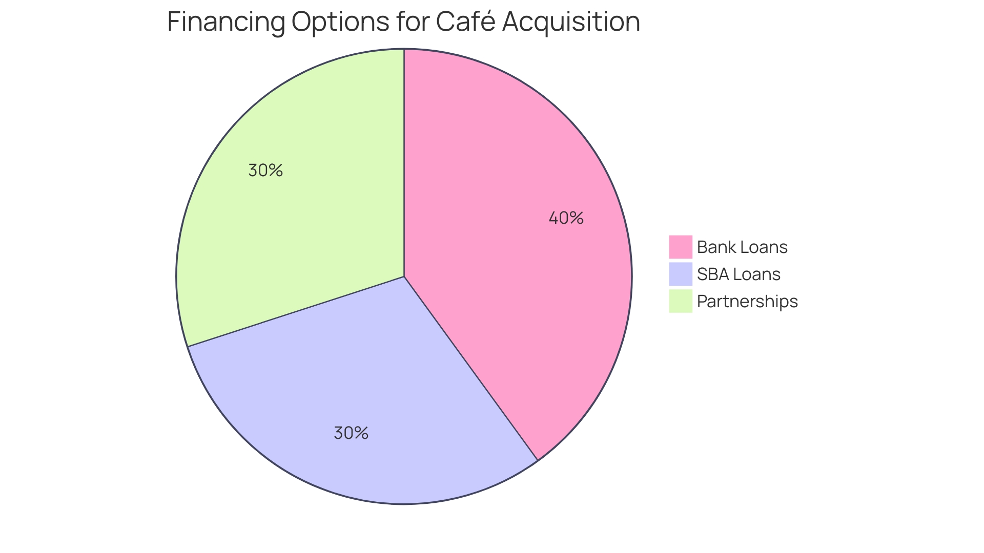 Proportional Distribution of Financing Options for Café Acquisition