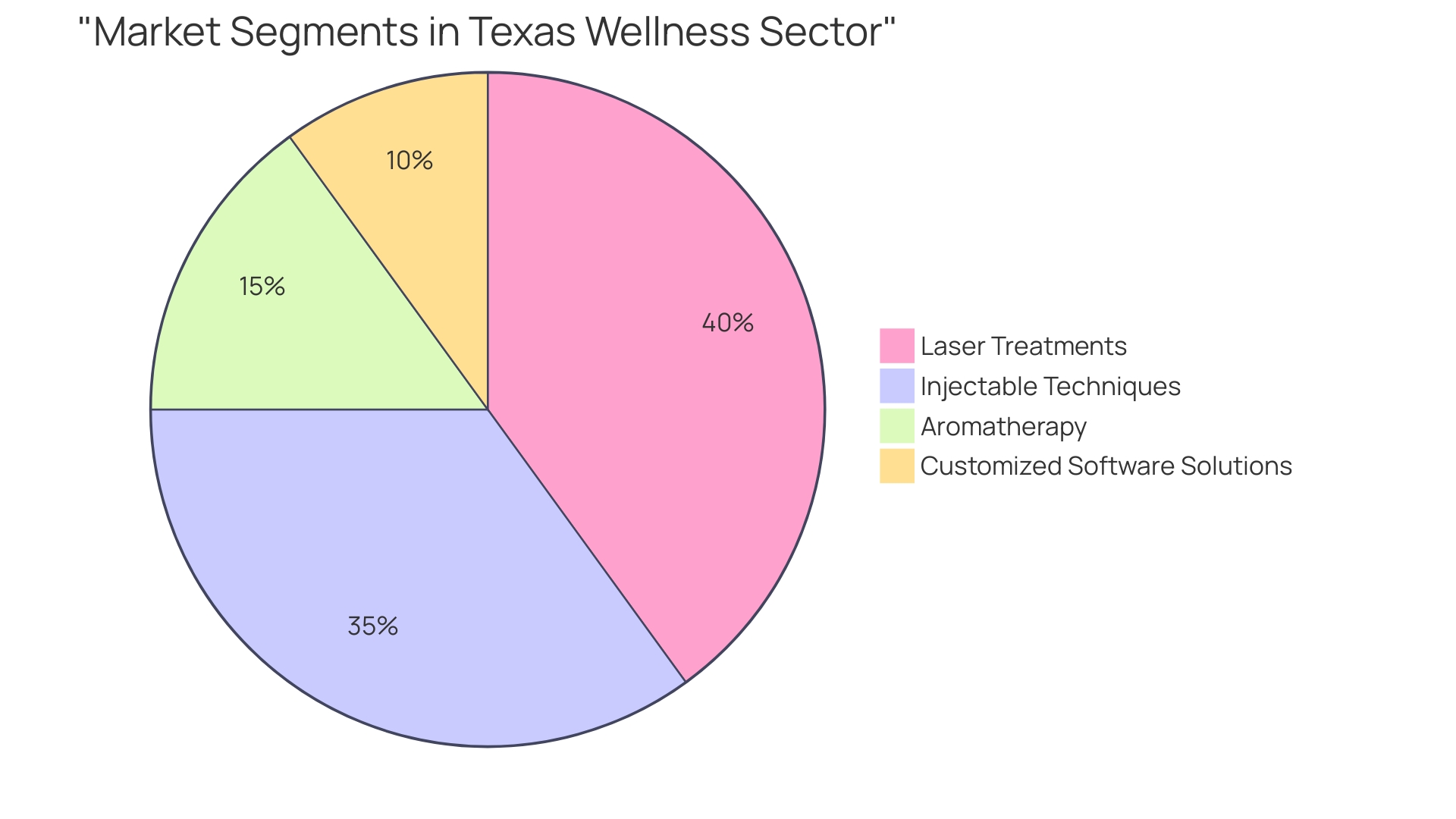 Proportional distribution of wellness market segments in Texas