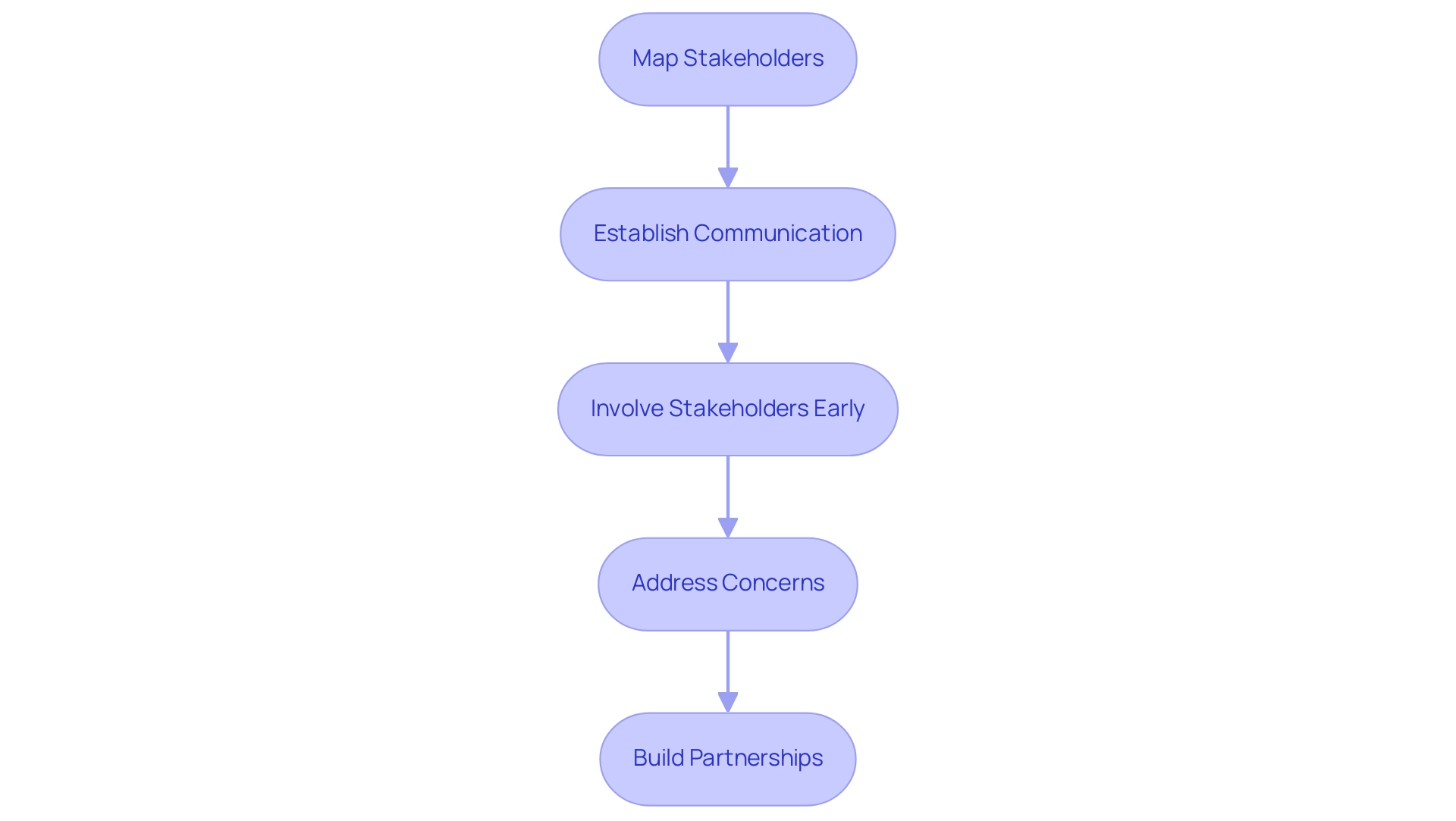 Each box represents a step in the stakeholder engagement process, and the arrows indicate the sequential flow from one step to the next.