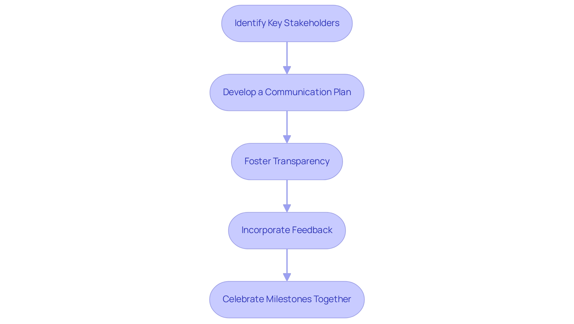 Each box represents a strategy for engaging stakeholders, with arrows indicating the order in which the strategies should be implemented.