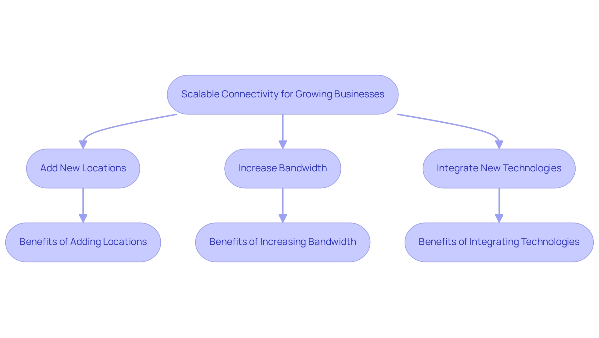 Each box represents a scalable option for businesses, with arrows indicating how these options interconnect and contribute to overall connectivity.