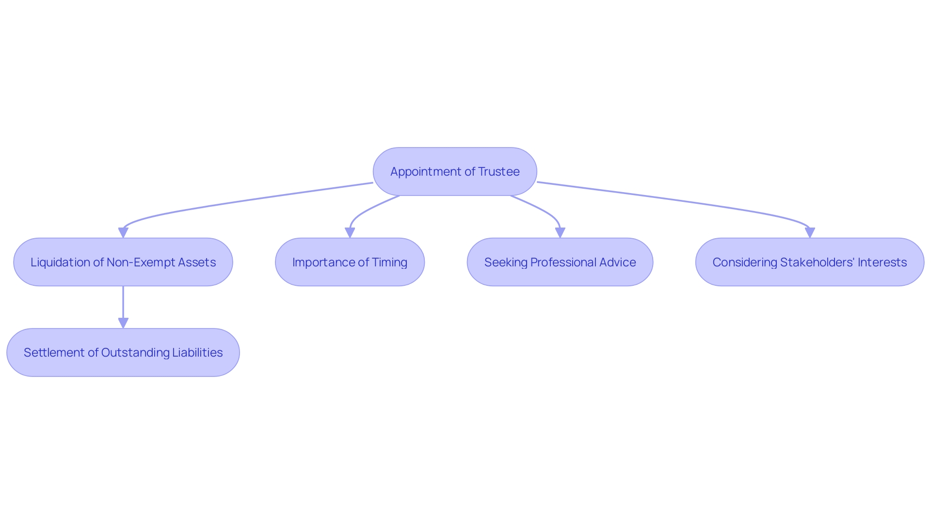 This flowchart illustrates the steps involved in Chapter 7 insolvency, highlighting the process of appointing a trustee, liquidating assets, and settling debts.