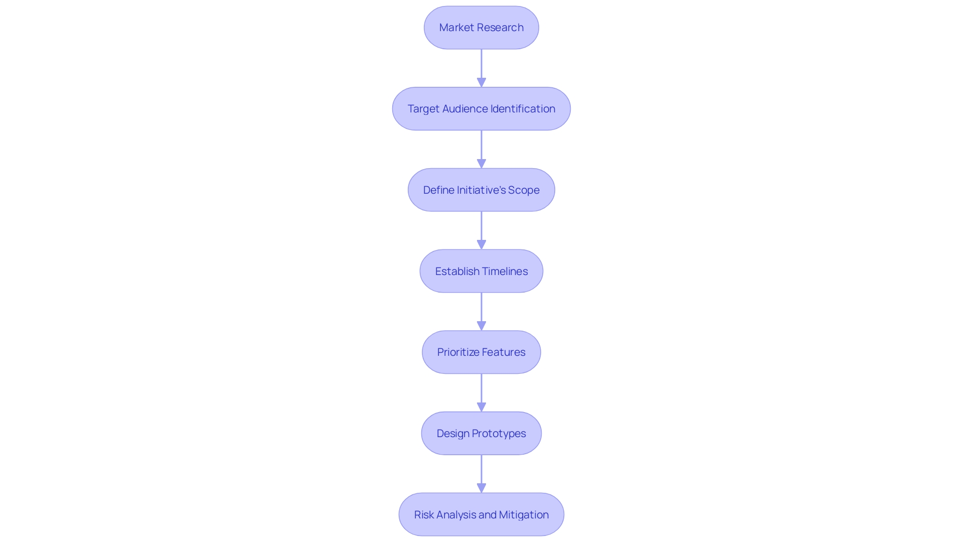 This flowchart outlines the critical steps in the discovery phase of a venture, highlighting the sequence from market research to risk analysis.