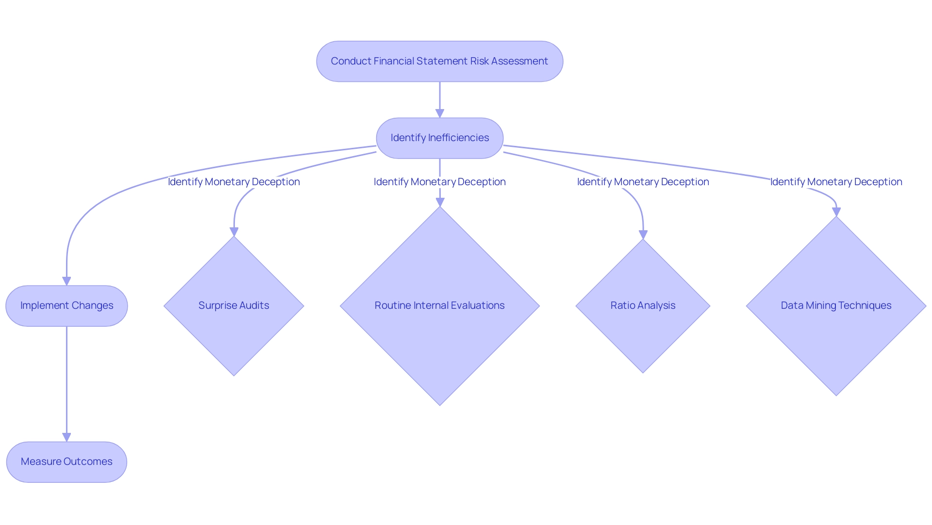 Each box represents a step in the risk assessment process, with arrows indicating the sequential flow. Decision points for identifying financial deception are also included in the flowchart.