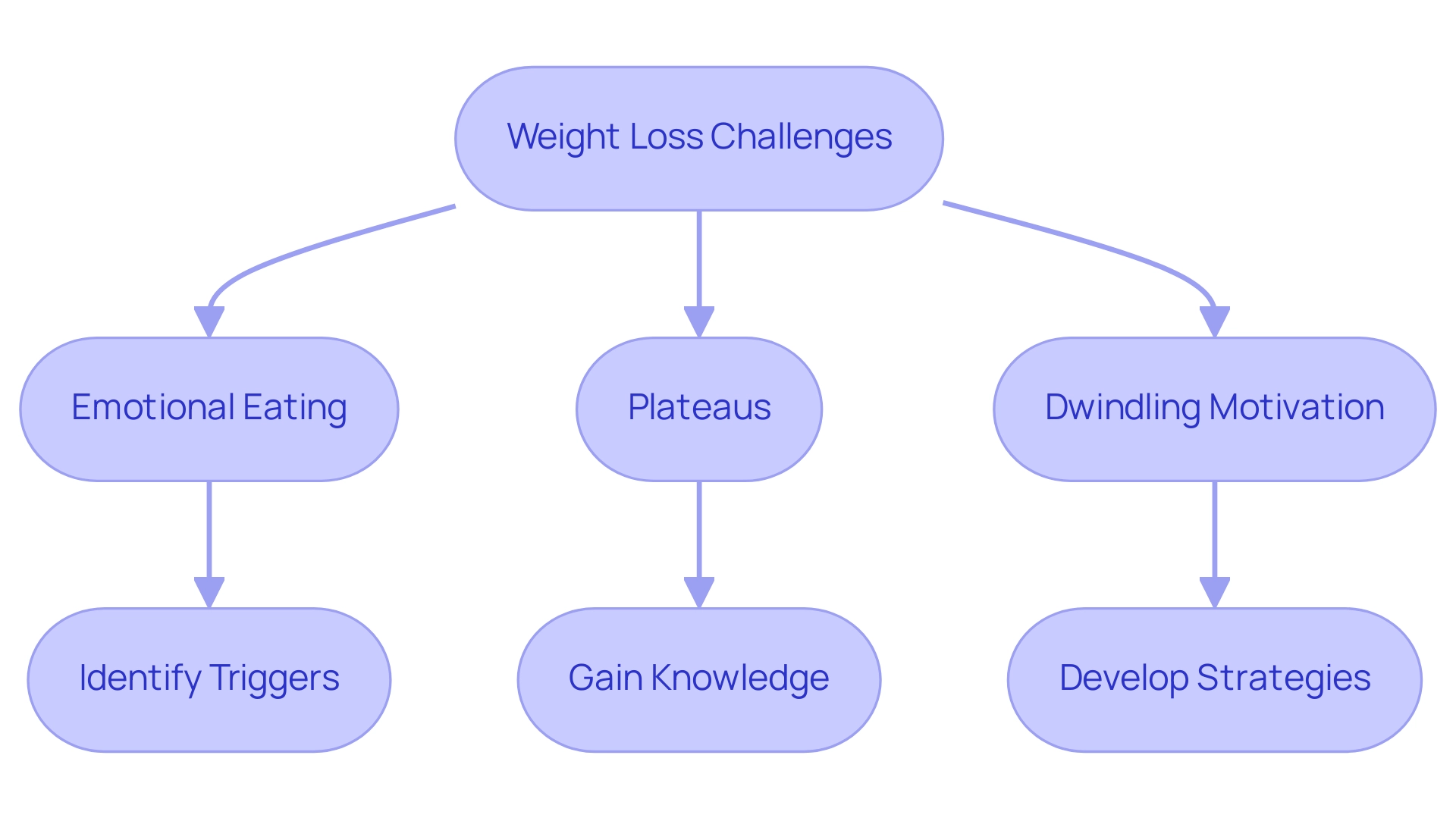 Red boxes represent challenges faced in weight loss; green boxes represent solutions offered through consultation.