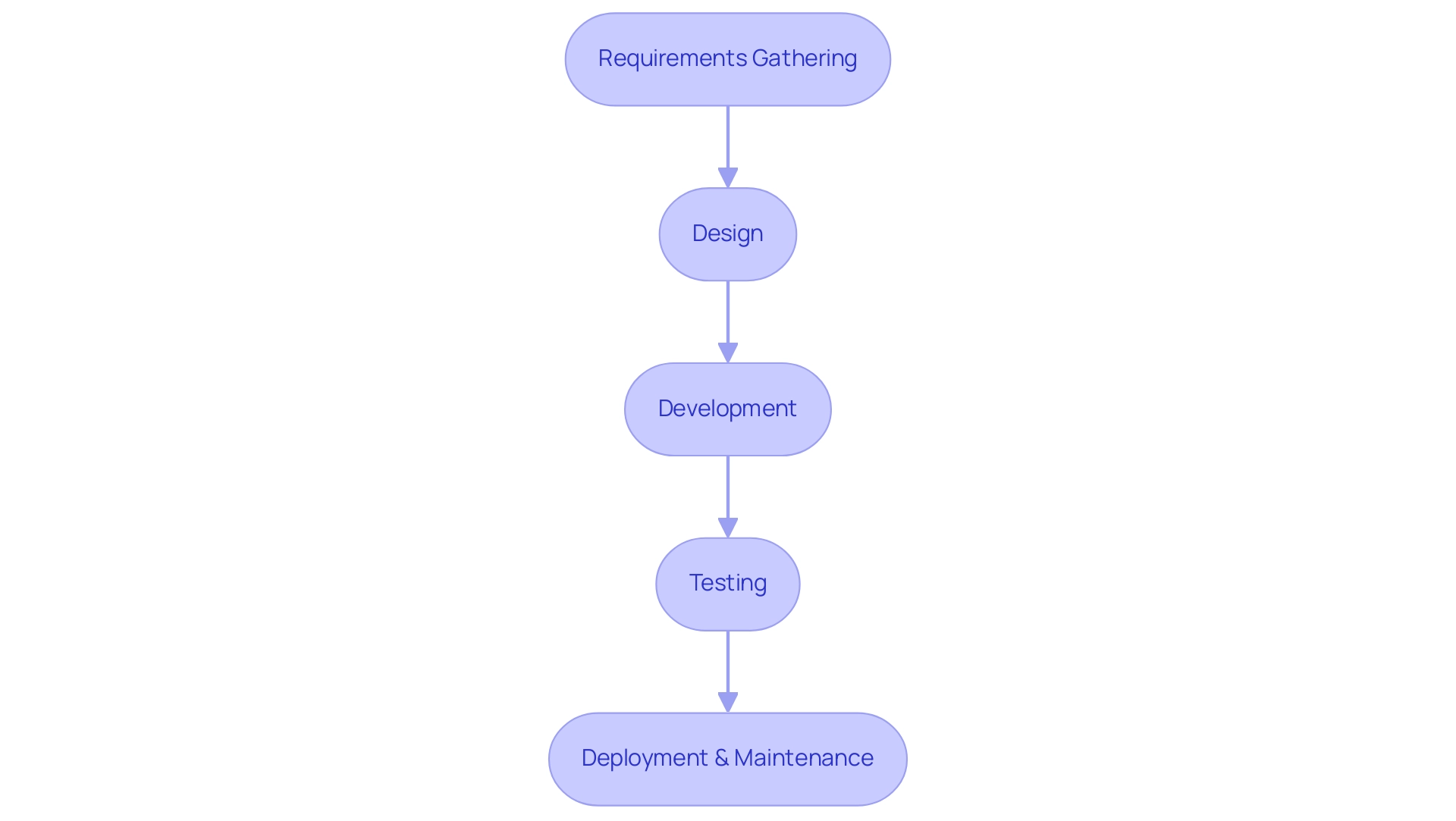 Each box represents a stage in the development process, with arrows indicating the sequential flow from one stage to the next.